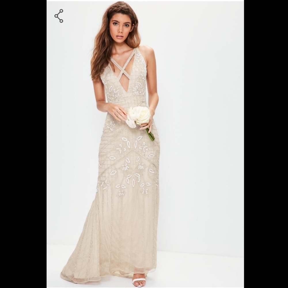 Misguided nude sequin maxi dress